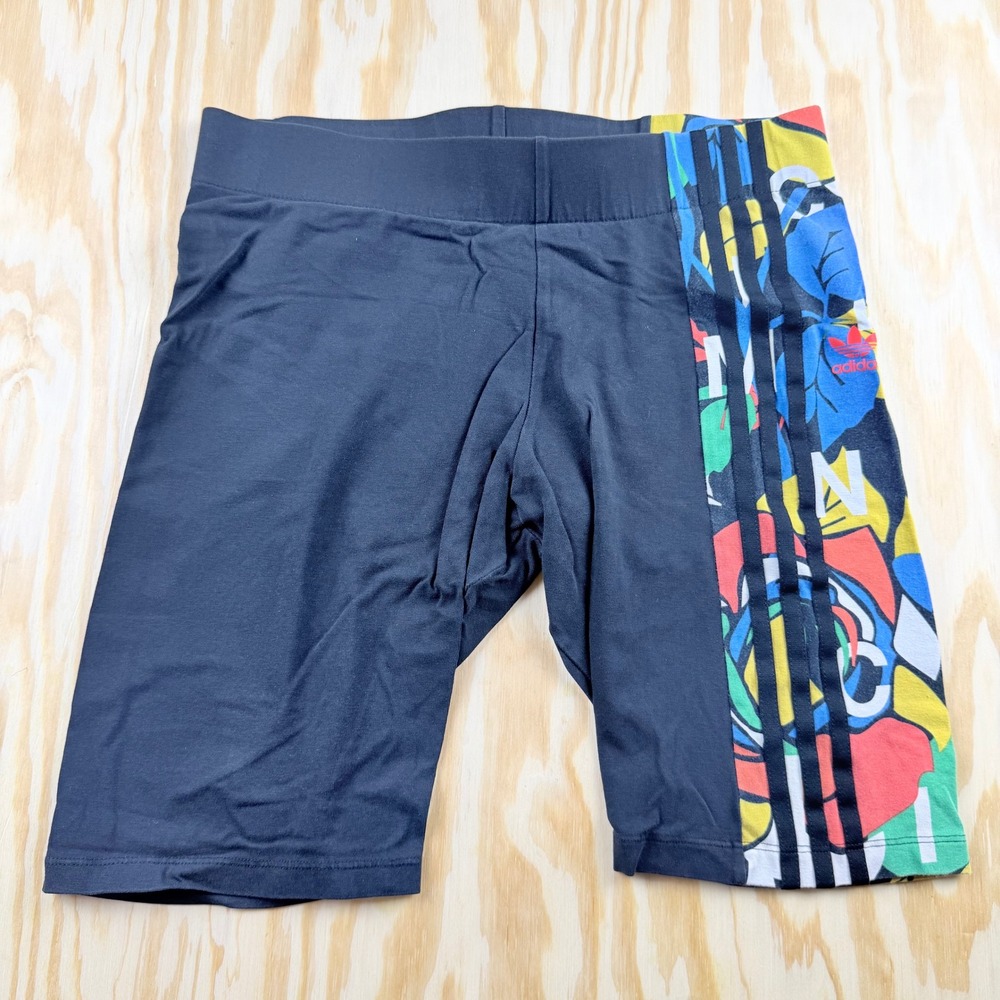 Adidas Rich Mnisi Biker Shorts Womens Large Black Multi Color Graphic HC4469